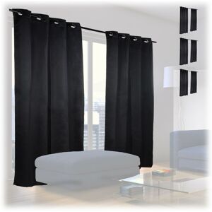 Set of 8 Relaxdays Blackout Eyelet Curtains, Washable, HxWxD: 245 x 135 x 0.5 cm, Black