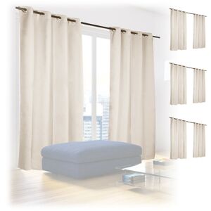 Set of 8 Relaxdays Blackout Eyelet Curtains, Washable, HxWxD: 245 x 135 x 0.5 cm, Sand