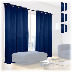 Set of 8 Relaxdays Blackout Eyelet Curtains, Washable, HxWxD: 245 x 135 x 0.5 cm, Dark blue