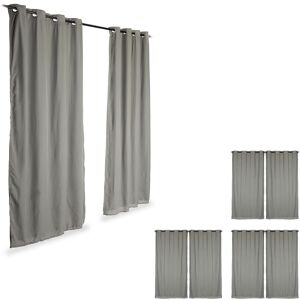 Set of 8 Relaxdays Darkening Curtains, Thermo Drapes with Eyelets, Cold and Heat Protection, 135x245 cm, Grey