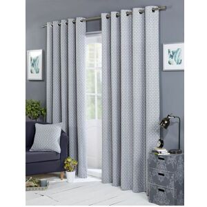 Balmoral Lined Eyelet Ring Top Curtains Faux Wool Silver 90x72 - Silver - Alan Symonds