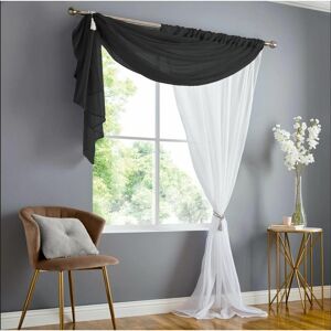 Alan Symonds - Double Voile Ready Made Rod Pocket Heading Black 57x90 (147x229cm) Curtain Panels - Black