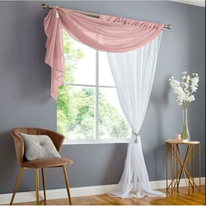 Alan Symonds - Double Voile Ready Made Rod Pocket Heading Blush 57x72 (147x183cm) Curtain Panels - Blush Pink