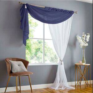 Alan Symonds - Double Voile Ready Made Rod Pocket Heading Navy 57x72 (147x183cm) Curtain Panels - Navy