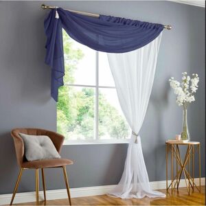 Alan Symonds - Double Voile Ready Made Rod Pocket Heading Navy 57x90 (147x229cm) Curtain Panels - Navy