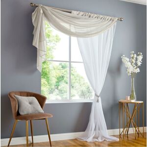 Double Voile Ready Made Rod Pocket Heading Taupe 57x72 (147x183cm) Curtain Panels - Taupe - Alan Symonds