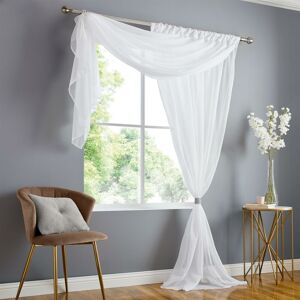 Alan Symonds - Double Voile Ready Made Rod Pocket Heading White 57x72 (147x183cm) Curtain Panels - White