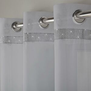 Glitter Eyelet Ready Made Silver 54 Single Curtain Panel - Silver - Alan Symonds