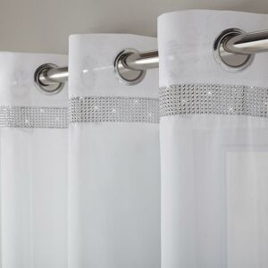 Alan Symonds - Glitter Eyelet Ready Made White 72 Single Curtain Panel - White