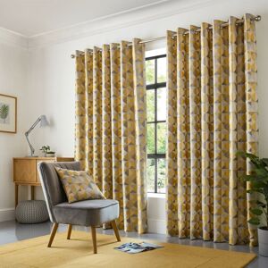 Skandi Lined Ring/Eyelet Top Curtains (Ochre, 90 x 72 (229 x 183cm)) - Ochre - Alan Symonds