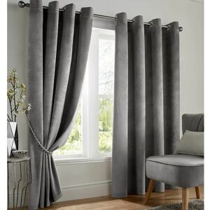 Blackout Curtains Eyelet Ring Top, Polyester Velvet, Silver 46 x 72 - Silver - Alan Symonds