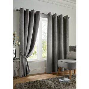 Blackout Curtains Eyelet Ring Top, Polyester Velvet, Silver 66 x 90 - Silver - Alan Symonds