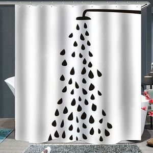 ALWAYSH 72 x 72 inch Fabric Shower Curtain Shower Nozzle Shade Black Shower Head Water Outlet Single Shower Black White Machine Washable Bathroom Decor Set