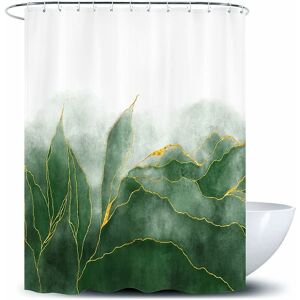 Green Gold Ombre Shower Curtain, Modern Bathroom Art Decor, Green Gold Striped Fabric Waterproof Polyester, 72 x 72 inches - Alwaysh