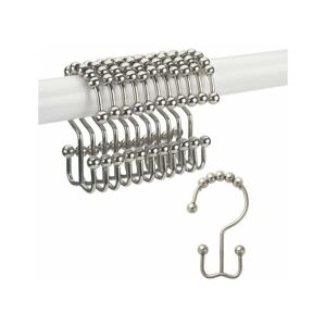 Shower Curtain Hook Rings, Rust Resistant Stainless Steel Double Glide Shower Hooks for Bathroom Shower Rods Curtains, Set of 12 Hooks - Alwaysh