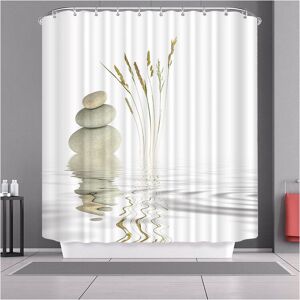 Zen Shower Curtain 150x180cm Digital Print Modern Design Waterproof Polyester Fabric Washable Mildew Resistant with Hooks Included - Alwaysh