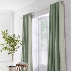 Boucle Textured Weave Jacquard Eyelet Lined Curtains, Green, 90 x 90 Inch - Appletree Loft