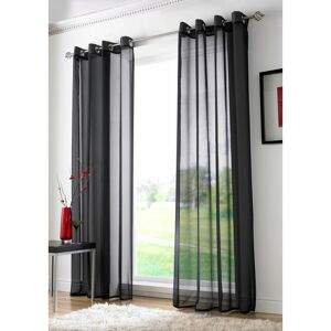 ALAN SYMONDS Black Eyelet Ring Top Voile Curtain Panel 108 Drop - Black