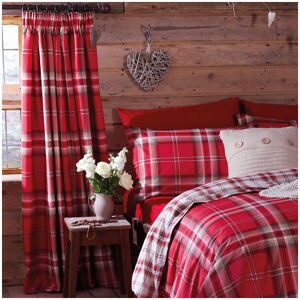 Catherine Lansfield - Kelso Tartan Check Pencil Pleat Lined Curtains, Red, 66 x 72 Inch