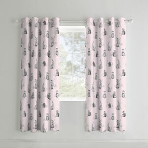 Catherine Lansfield - Woodland Friends Printed Easy Care, Eyelet Curtains, Pink, 66 x 72 Inch