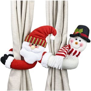 Langray - Christmas Curtain Buckle Tieback Set of 2, Santa Snowman Curtain Tiebacks Holdback Fastener Buckle Clamp Window Decorations Wine Bottle