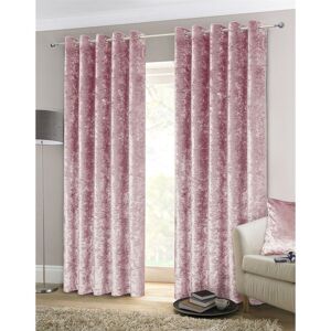 RAPPORT HOME Crushed Velvet Blush 90x108 Ready Made Eyelet Curtain Pair - Blush