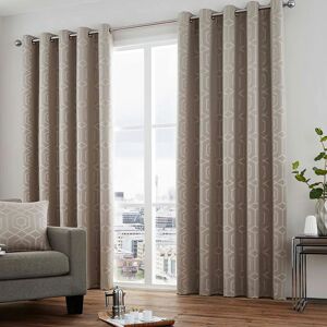 Camberwell Print Eyelet Lined Curtains, Stone, 90 x 72 Inch - Curtina