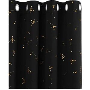 Deconovo - Blackout Eyelet Curtains, Gold Constellation Printed Curtains, Thermal Insulated Curtains for Boys Bedroom, 46 x 72 Inch(Width x Length),