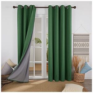 Deconovo Linen Effect 100% Blackout Curtains Drapes Panels Thermal Insulated Eyelet Nursery Curtains for Living Room with Coating Back Layer 52 x 90