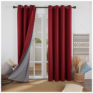 Deconovo - Linen Effect 100% Blackout Curtains 90 Inch Drapes Panels Thermal Insulated Eyelet Nursery Curtains for Living Room with Coating Back