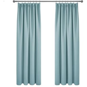 Deconovo - Super Soft Thermal Insulated Pencil Pleat Curtains Ready Made Blackout Curtains for Kitchen 90 x 90 Sky Blue Two Panels - Sky Blue