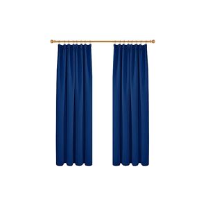 Deconovo Super Soft Thermal Insulated Pencil Pleat Curtains Blackout Curtains for Kitchen 90 x 90 Blue Two Panels - Blue