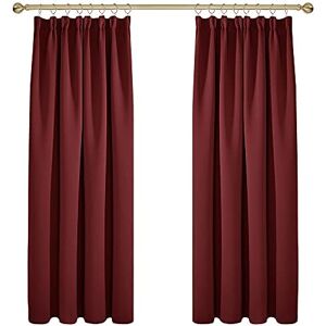 Deconovo - Solid Pencil Pleat Curtains Thermal Insulated Curtains Tape Top Blackout Curtains for Bedroom 46 x 72 Red Two Panels - Red