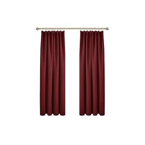 Super Soft Thermal Insulated Pencil Pleat Curtains Blackout Curtains for Kitchen 90 x 90 Red Two Panels - Red - Deconovo