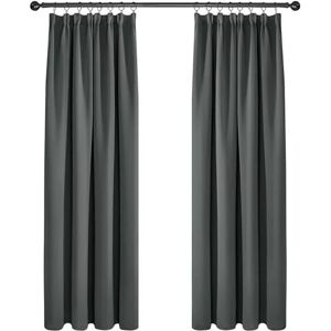 Super Soft Thermal Insulated Pencil Pleat Curtains Blackout Curtains for Kitchen 90 x 90 Dark Grey Two Panels - Dark Grey - Deconovo