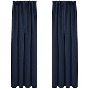 Deconovo - Nursery Curtains Pencil Pleat Window Treatments Blackout Curtains Thermal Insulated Curtains Bedroom Curtains for Kids Navy Blue W55 x L79