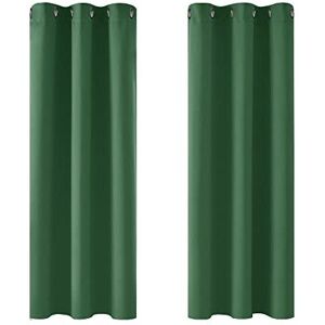 DECONOVO Super Soft Blackout Curtains Thermal Insulated Curtains Eyelet Curtains for Baby Nursery Forest Green W42 x L63 Inch One Pair - Forest Green