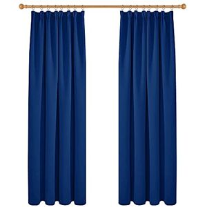 Deconovo - Solid Super Soft Thermal Insulated Tape Top Blackout Curtains for Nursery 66 x 90 Blue Two Panels - Blue