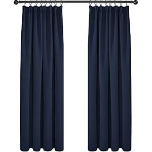 Deconovo - Super Soft Curtains Thermal Insulated Pencil Pleat Blackout Curtains for Nursery 46 x 90 Navy Blue One Pair - Navy Blue