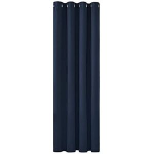 Deconovo - Home Decorative Solid Ring Top Curtain Thermal Insulated Curtains Blackout Curtain for Living Room W55 x L102 Inch Navy Blue One Panel