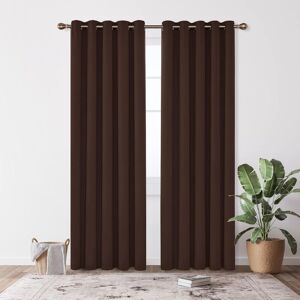 Deconovo - Eyelet Thermal Insulated Blackout Curtains 2 Panels 66 x 90 Inch Chocolate - Chocolate