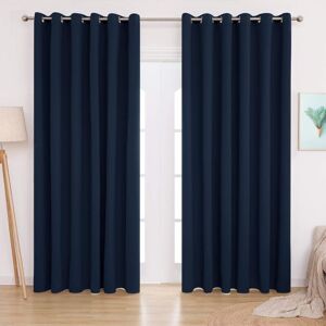 Deconovo - Eyelet Energy Saving Blackout Curtains with Ring top 2 Panels 90 x 108 Inch Navy Blue - Navy Blue