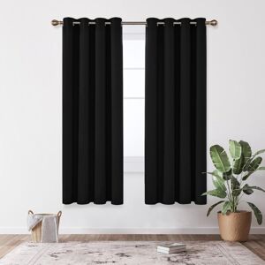 Eyelet Thermal Insulated Blackout Curtains 2 Panels 46 x 72 Inch Black - Black - Deconovo