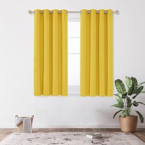 Deconovo - Eyelet Energy Saving Blackout Curtains with Ring top 2 Panels 52 x 54 Inch Mellow Yellow - Mellow Yellow