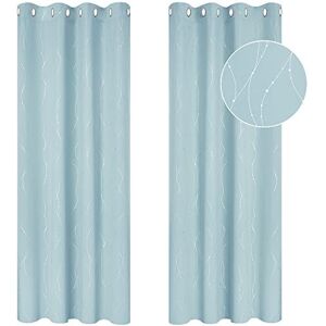 Deconovo - Blackout Curtains Eyelet ,Gold Star Foil Printed Window Treatment, Curtains for Bedroom, 46 x 72 Inch(Width x Length), Sky Blue, 2 Panels