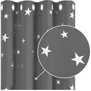 Deconovo - Curtains for Living Room Thermal Insulated Star Curtains Eyelet Blackout Curtains Nursery 52 x 84 Inch Grey 2 Panels - Grey/SILVER