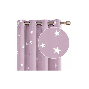Super Soft Star Foil Printed Thermal Insulated Eyelet Blackout Curtains for Living Room 46 x 54 Inch Baby Pink 2 Panels - Light Pink/SILVER - Deconovo