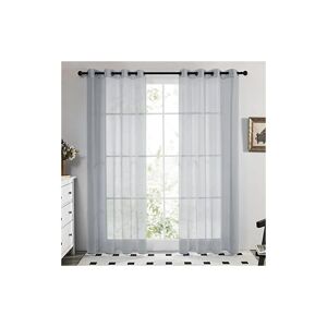 Soild Eyelet Semi Transparent Net Curtains Super Soft Voile Curtains Decorative Sheer Curtans 55 x 69 Inch Grey 2 Panels - Grey - Deconovo