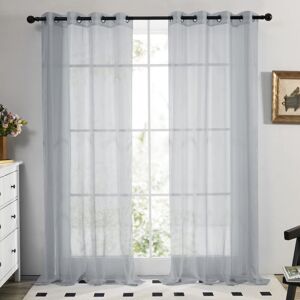 Deconovo Voile Curtains Soild Eyelet Semi Transparent Net Curtains Super Soft Decorative Sheer Curtains 2 Panels 55 x 54 Inch Grey - Grey