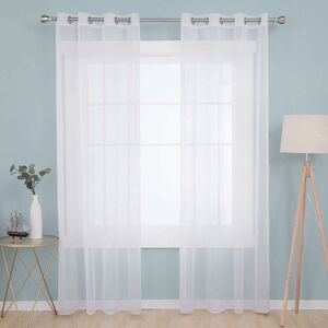 Voile Curtains Soild Eyelet Semi Transparent Net Curtains Super Soft Decorative Sheer Curtains 2 Panels 55 x 72 Inch White - White - Deconovo